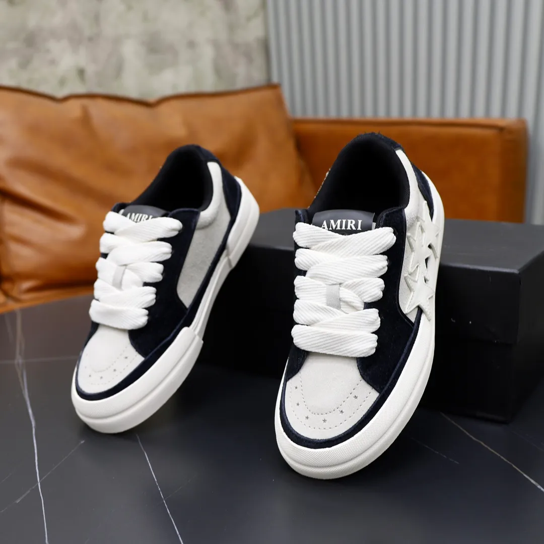 Men's men's shoes 💰540💰🔥🔥🔥 Couple style Amiri2024 new sports and casual shoes, casual, fashionable and versatile flat-soled moral training shoes. Classic color combination + perfect shoe shape, Amiri’s classic Logo star makes you and I fall in love. Imported cow suede leather makes the shoes more high-end. Recommended by major celebrities, bloggers and internet celebrities.   Color: black, off-white, blue, pink, red. Size: Women’s 35-40 (41 is custom-made and non-returnable) Men’s 38-44 (45 and 46 are custom-made and non-refundable)